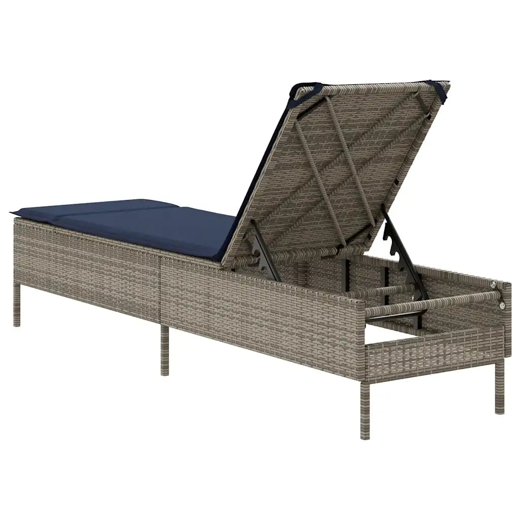 Lettino prendisole con Cuscino in Polyrattan Grigio 4002725