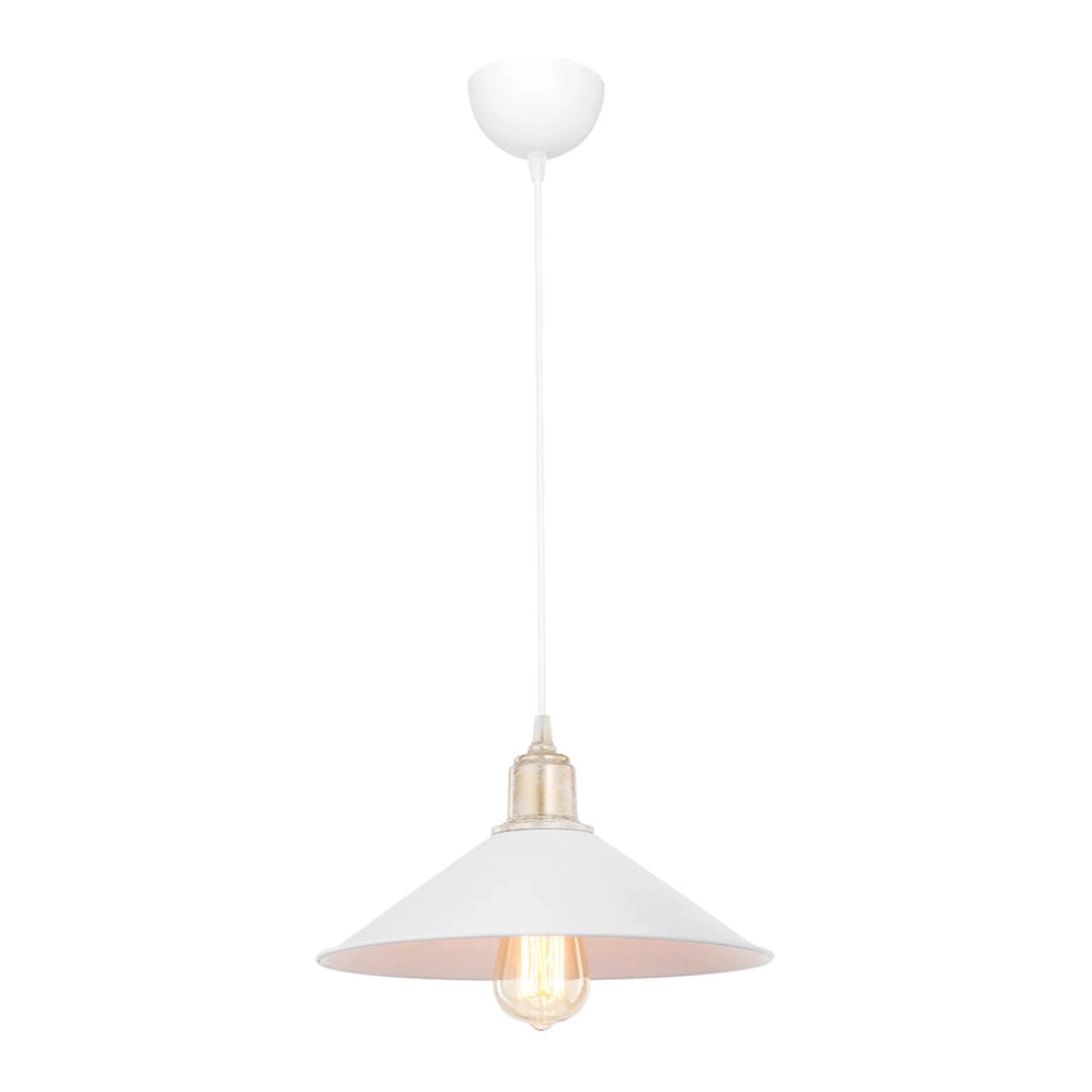 Lampada a Sospensione 'Hinckley' con Paralume a Cono - Bianco/Bronzo [lux.pro]