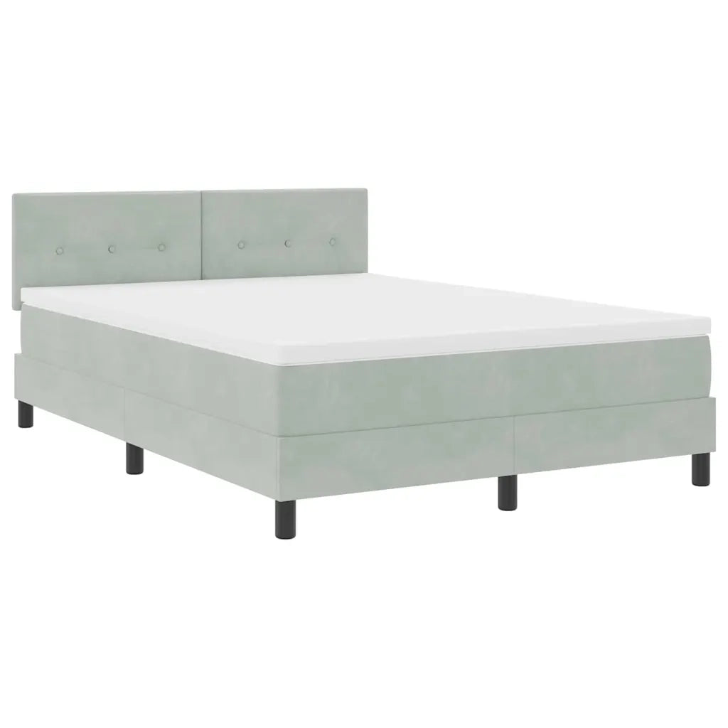 Letto a Sorgente LED con led Grigio chiaro 140 x 200 cm Velluto