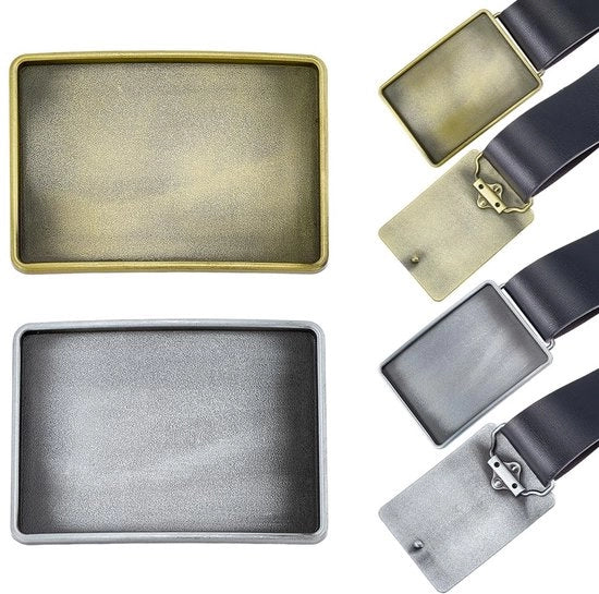 Accessori per cinture in metallo robusto con finitura bronzo antico e argento, formato rettangolare, dimensioni 2 cm (2,5 x 3,5 pollici).