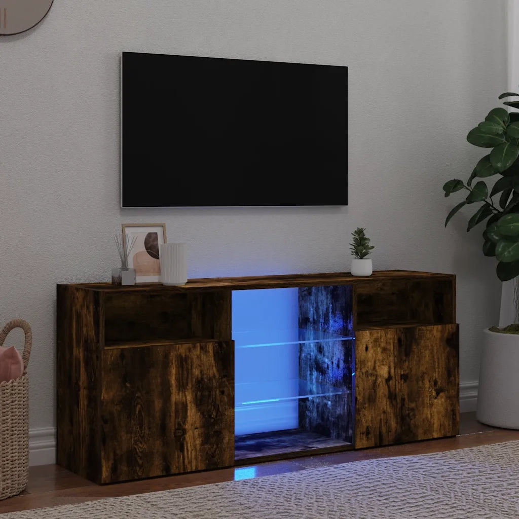 Mobile Porta TV con Luci LED Rovere Fumo 120x30x50 cm 815714