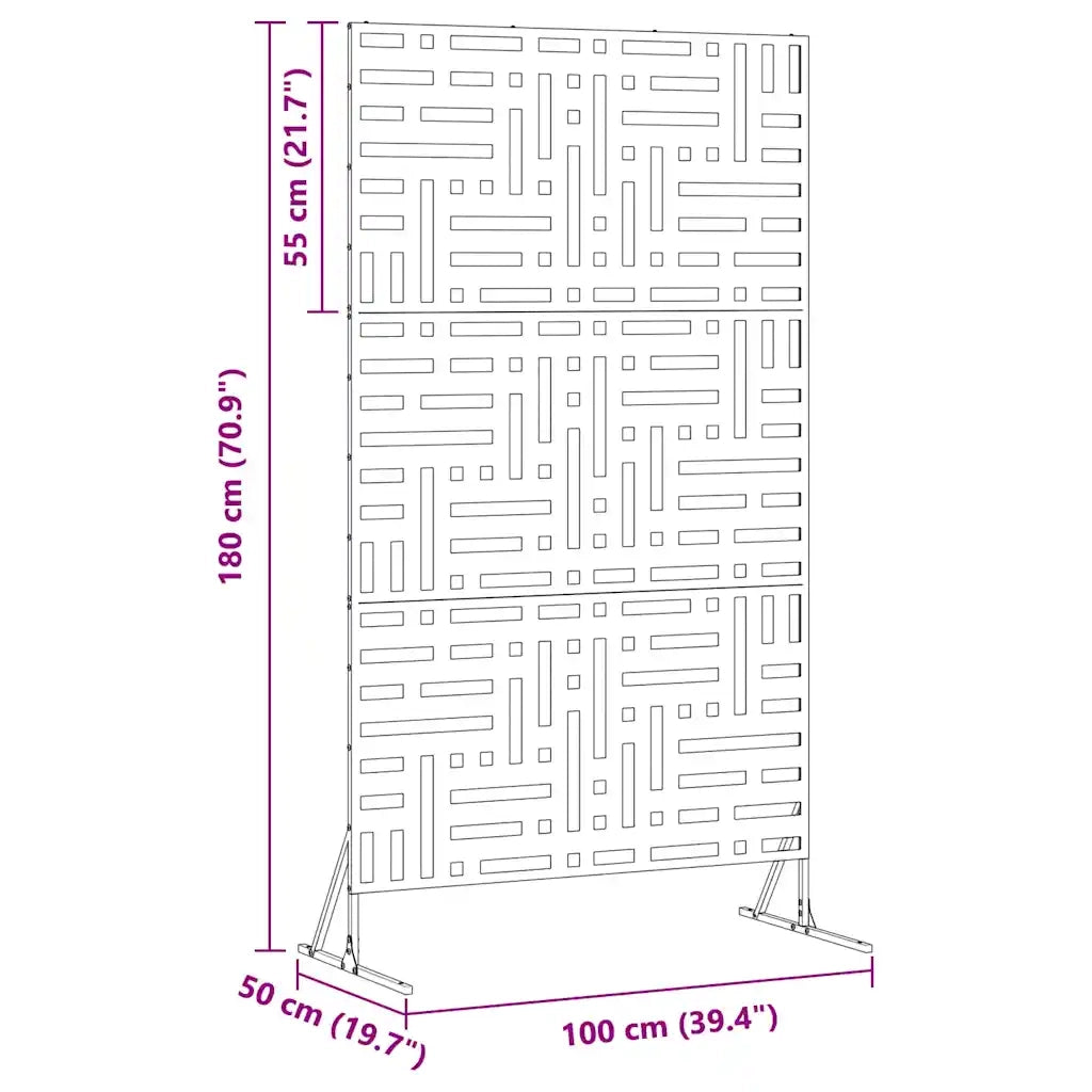 Schermo per Privacy Nero 100 x 50 x 180 cm Acciaio CFW8553020
