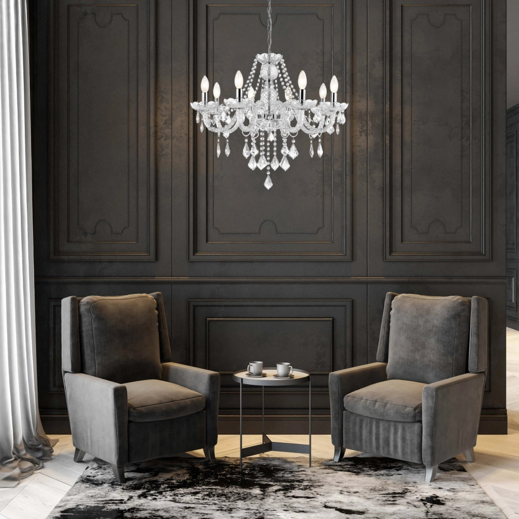 Lampadario Cristallo 8xE14 trasparente cromato LightPrestige