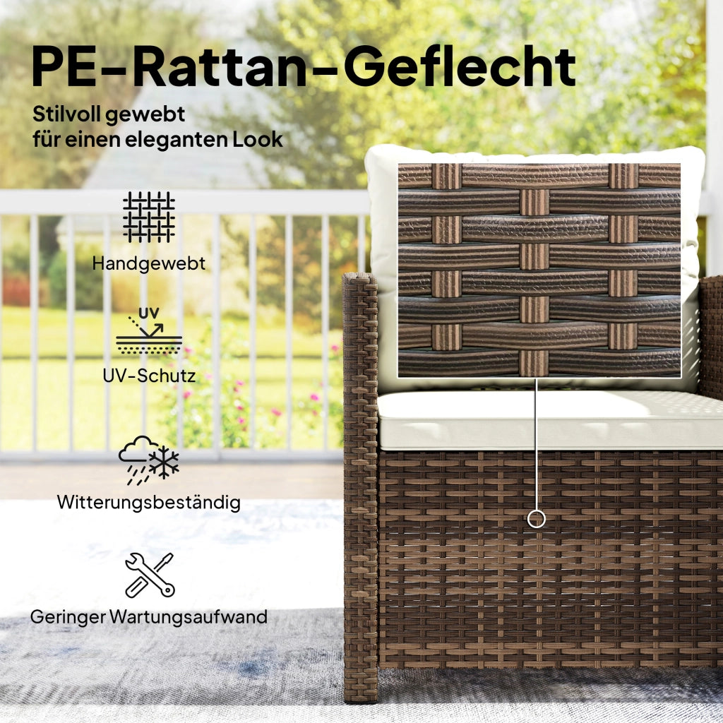 Set Giardino Bistrot Rattan con 2 Sedie e Tavolo Vetro ¨C zephmum ¨C 2 Posti Cremewei?