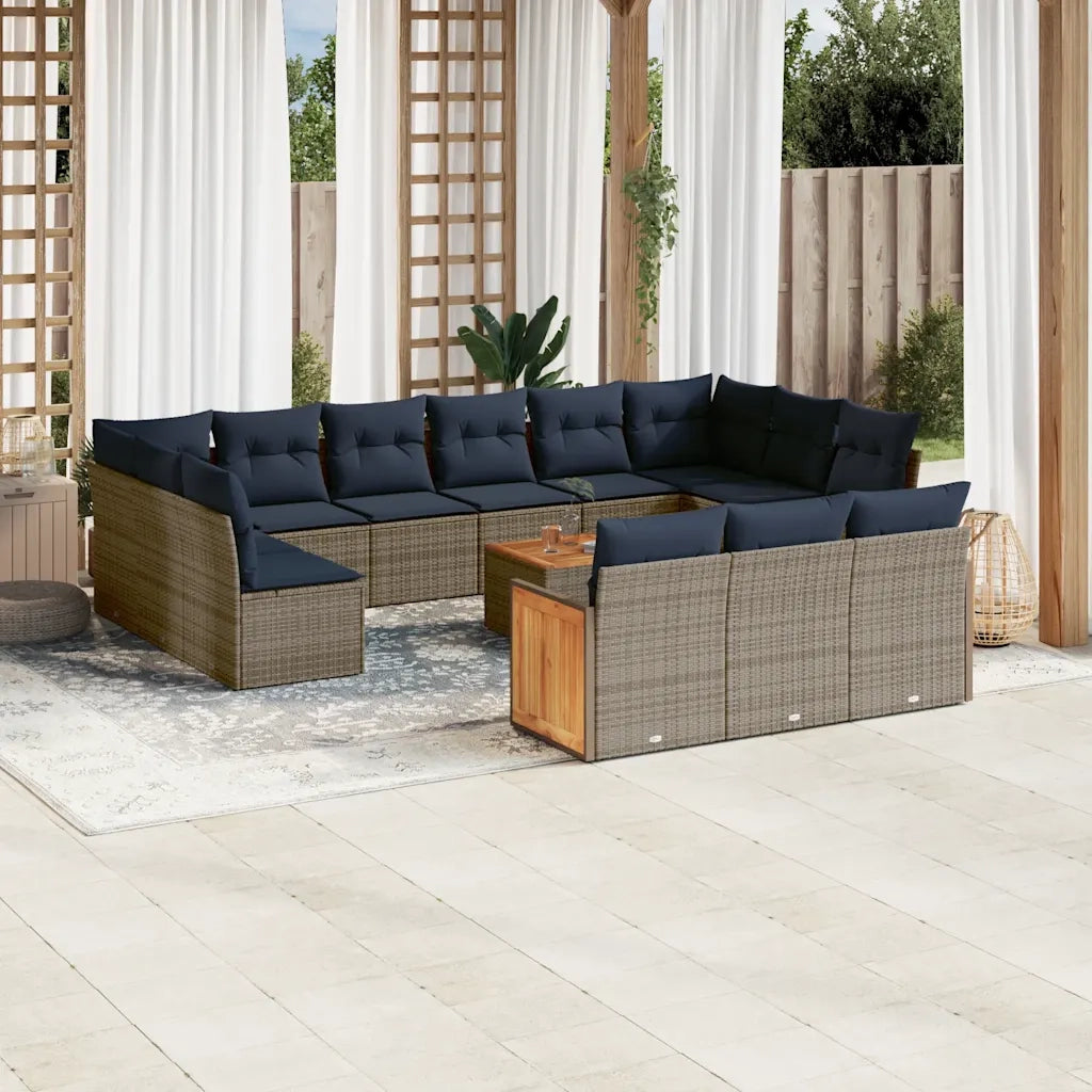 Set Divani da Giardino 16 pz con Cuscini Grigio in Polyrattan 3228147