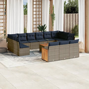 Set Divani da Giardino 16 pz con Cuscini Grigio in Polyrattan 3228147
