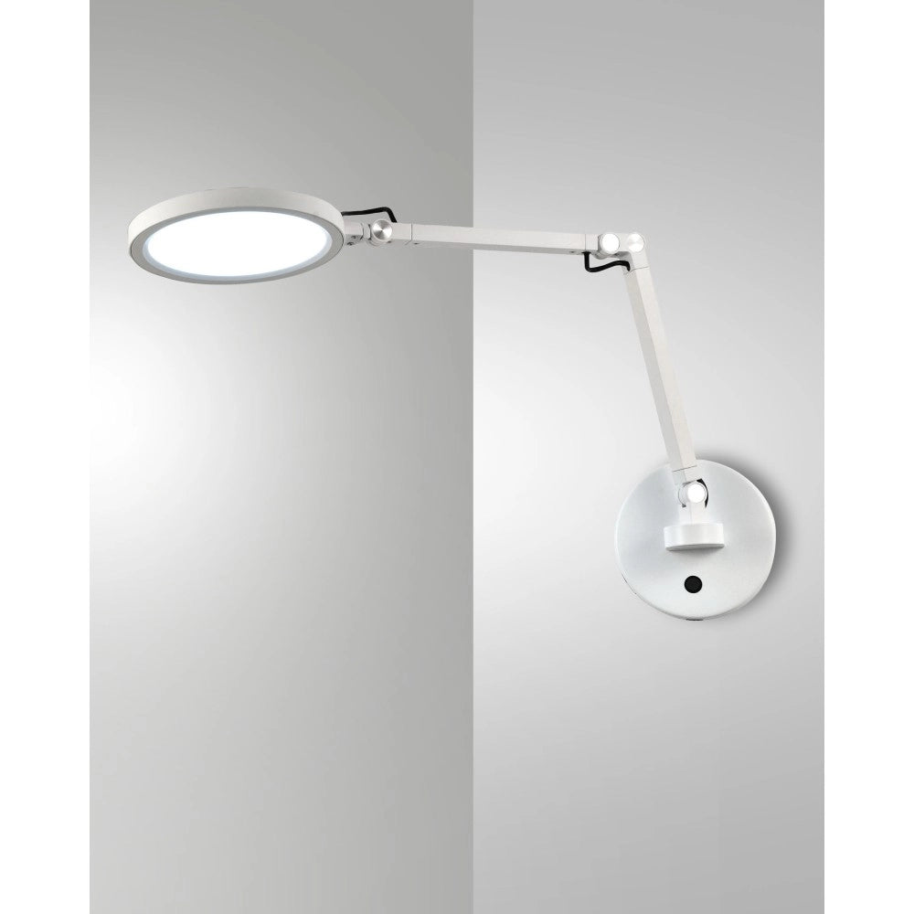 Regina - Lampada da muro orientabile rotonda Fabas Luce - Applique LED 9W dimmerabile CCT (3000K 4000K 5000K 6000K) - Bianca