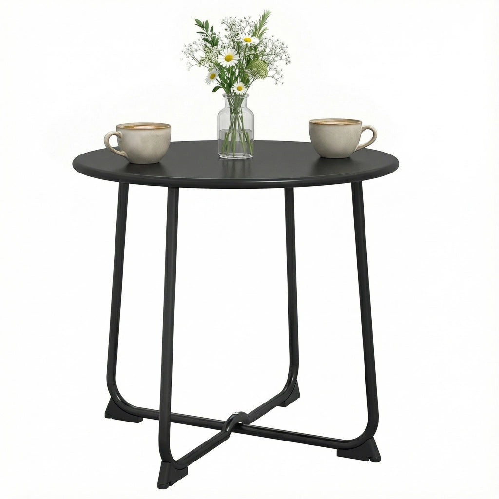 Tavolino da caff¨¨ rotondo ¨C Minimal ¨C metallo nero 50 cm