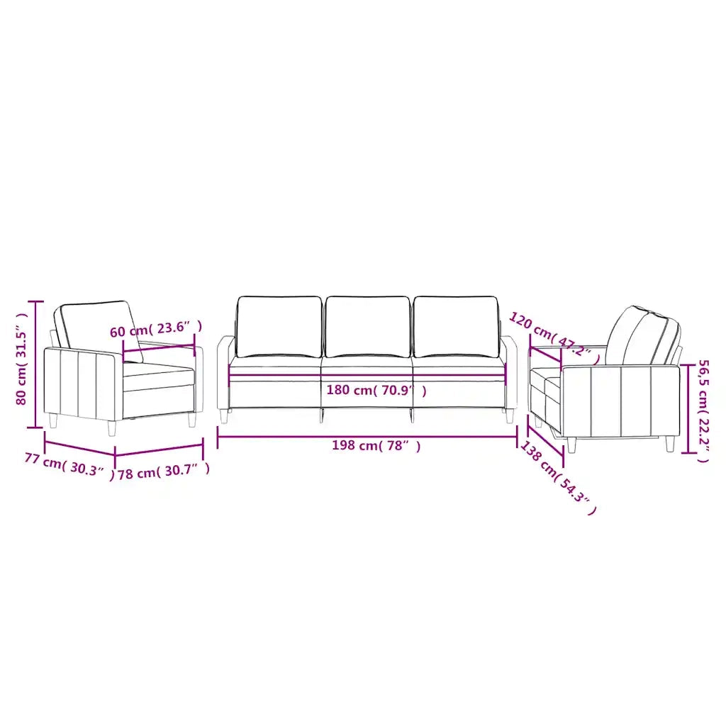 Set di Divani 3 pz con Cuscini Verde scuro in Velluto 3201478