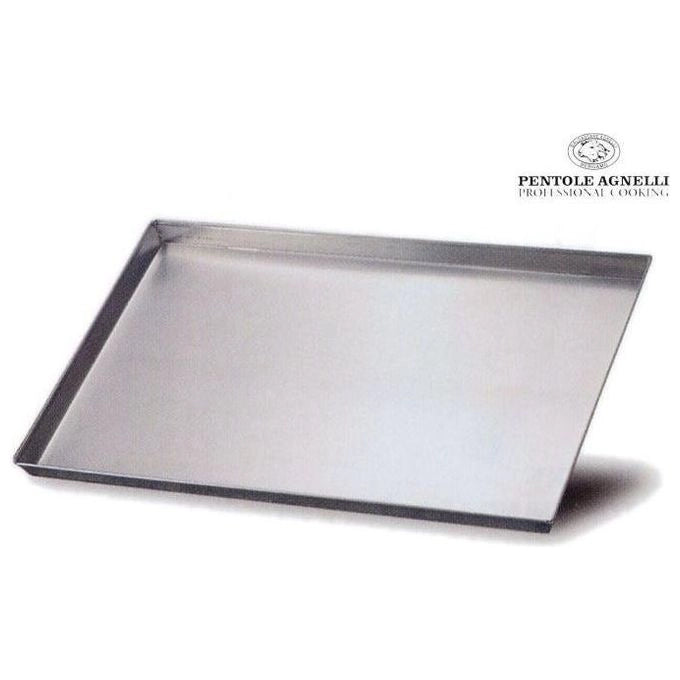 Agnelli COAL49-350 Teglia Rettangolare Lega Alluminio 3003 con Orlo per Pizza e Pasticceria 50x35x3 cm colore Argento