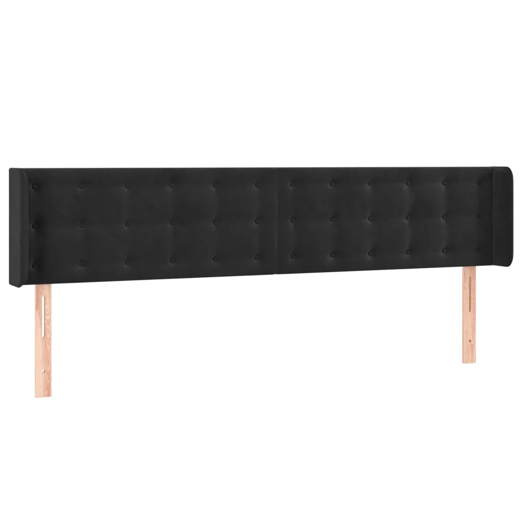 Testiera ad Orecchio-Testata con Orecchie Nera 203x16x78/88 cm in Velluto 888429