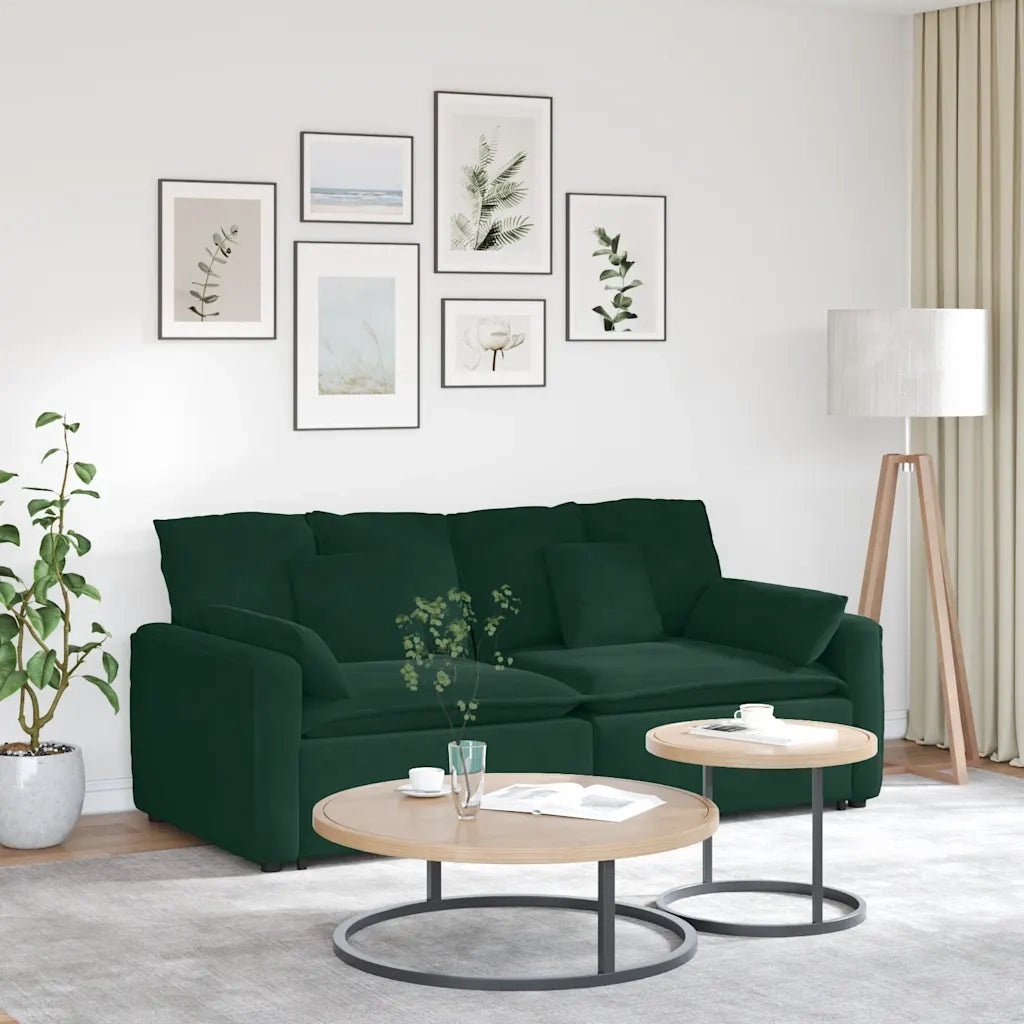 Divano Modulare con Cuscini Verde Scuro 3321131