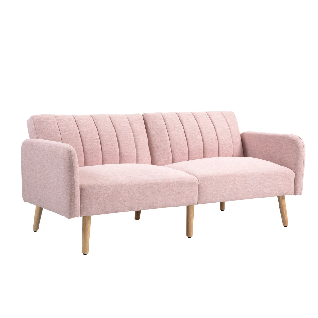 Divano letto 2 posti ¨C zephmum ¨C Tessuto rosa, struttura in legno