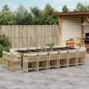 Set da Pranzo da Giardino 17 pz con Cuscini Beige in Polyrattan
