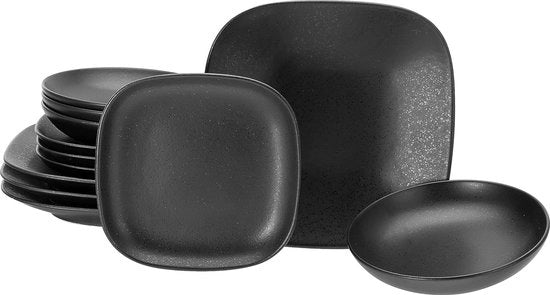 Set di tavolo 12 pezzi della serie CreaTable 16817 Magic Black Square