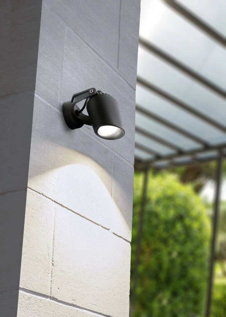 ROMA D12 CM FARETTO 1 LUCE ATTACCO GU10 NERO IP66 LAMPADINA LED INCLUSA 6W CCT INCLUSA