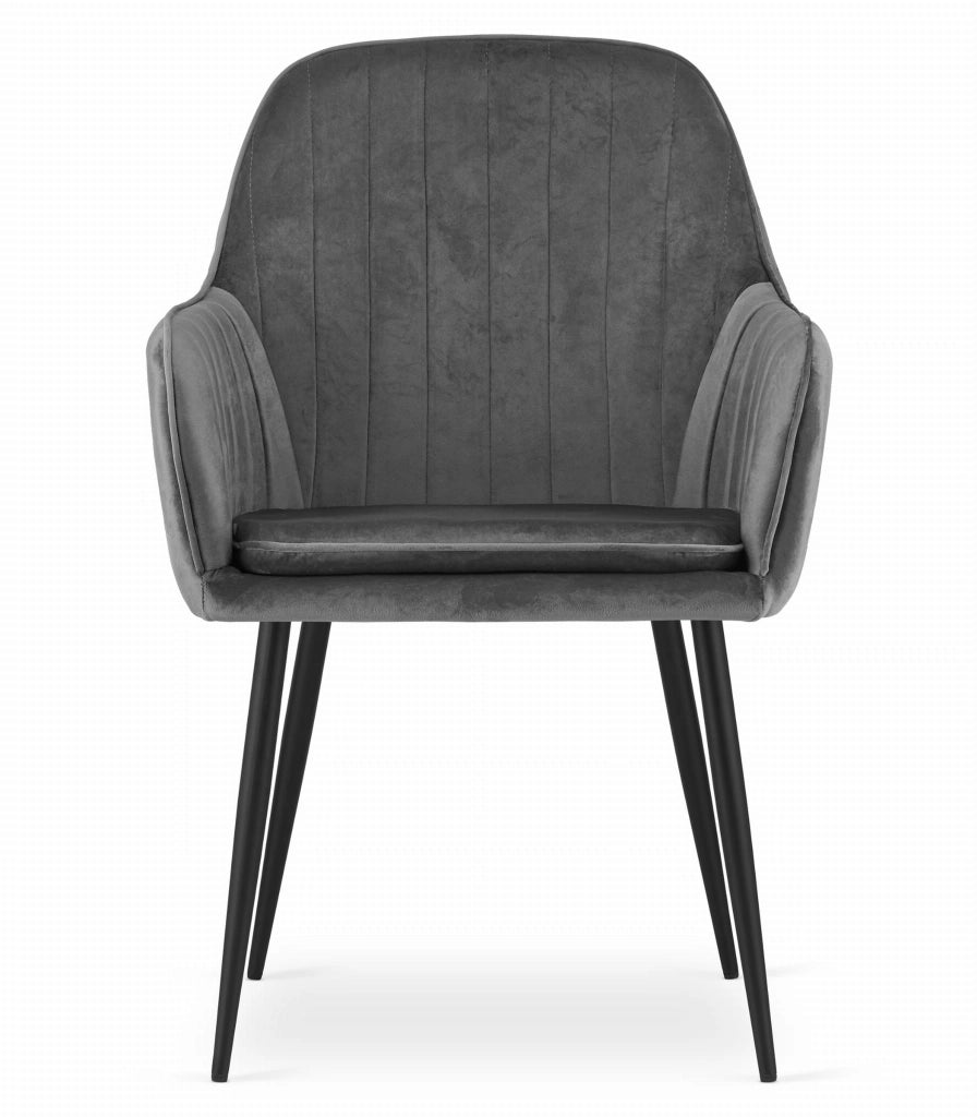 Sedia VALORA LUGO - Velluto grigio scuro con gambe nere x2