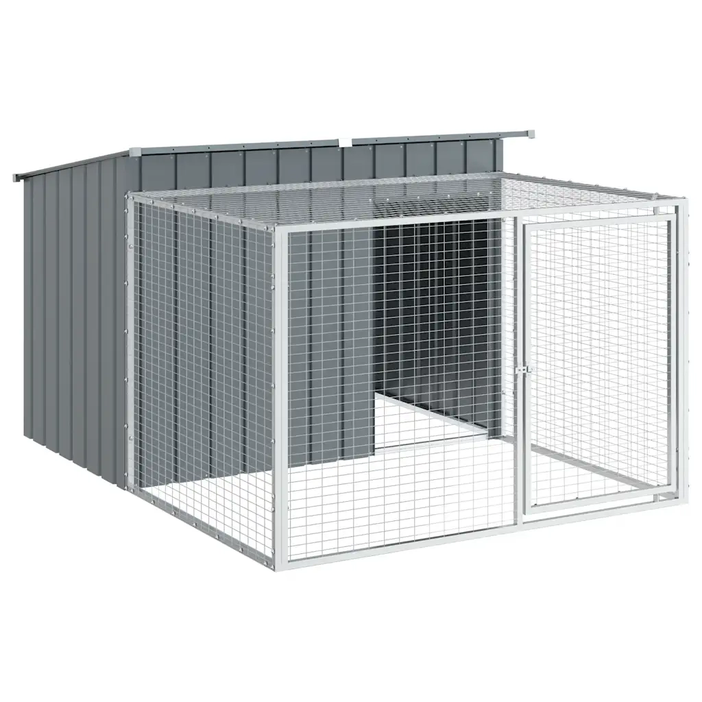 Cuccia per cani con recinto antracite 153x194x110 cm in acciaio zincato CFW2155596