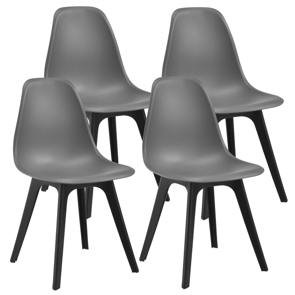 [en.casa] Sedie per Sala da Pranzo Design 83 x 54 x 48 cm Set di 4 Pezzi Plastica Grigio/Nero