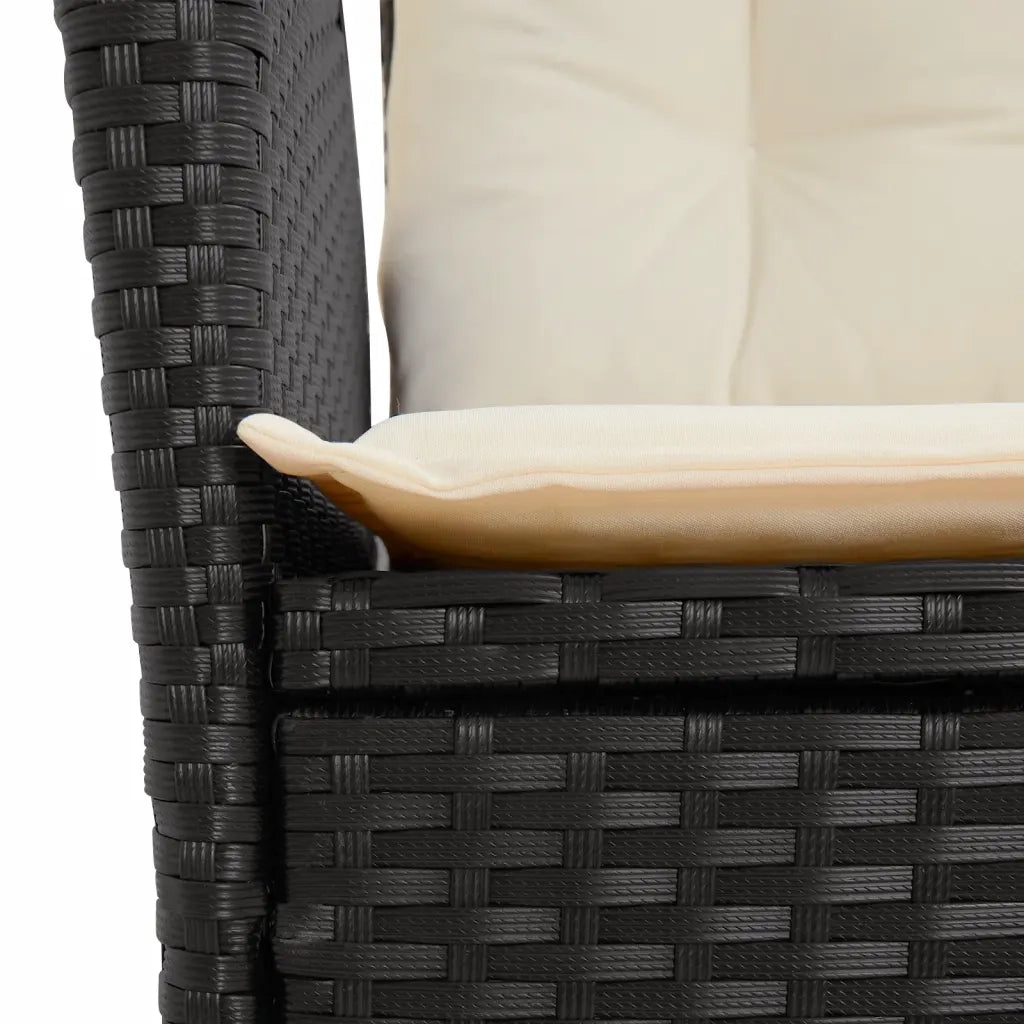 Set da Pranzo da Giardino 7 pz Nero con Cuscini in Polyrattan 3213136