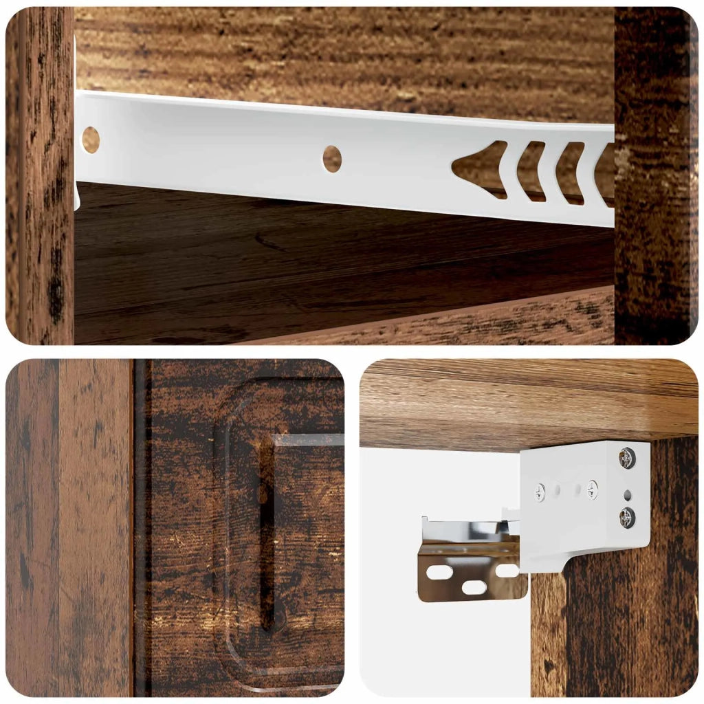 Comodino | Armadio da Notte | Mobiletto da notte a muro Legno antico 34,5 x 33 x 20 cm