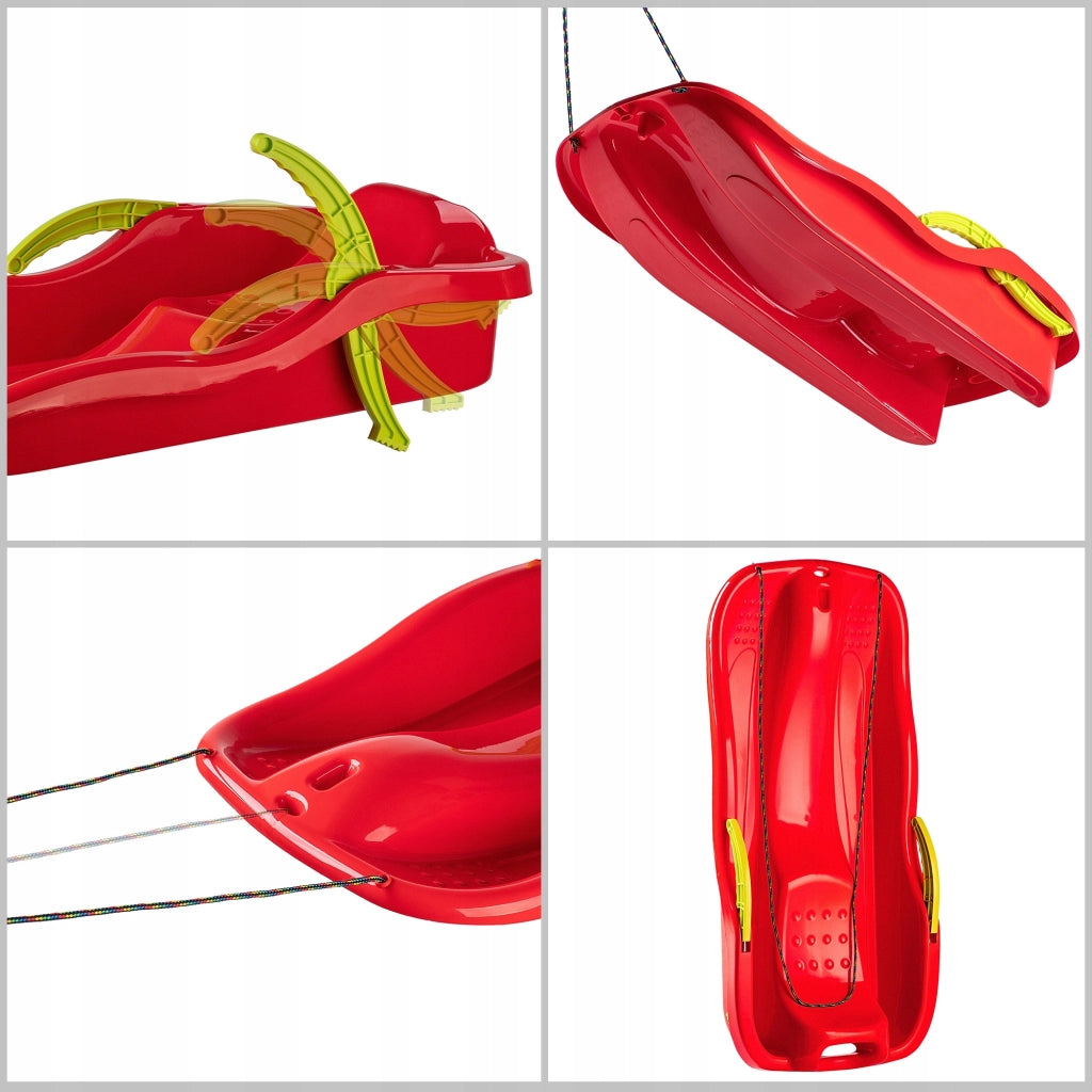KADAX Slittino con freno e schienale in plastica, grande, con corda