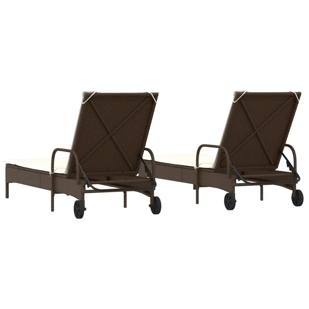 Lettini Prendisole 2 pz con Cuscini Marrone in Polyrattan 3261435