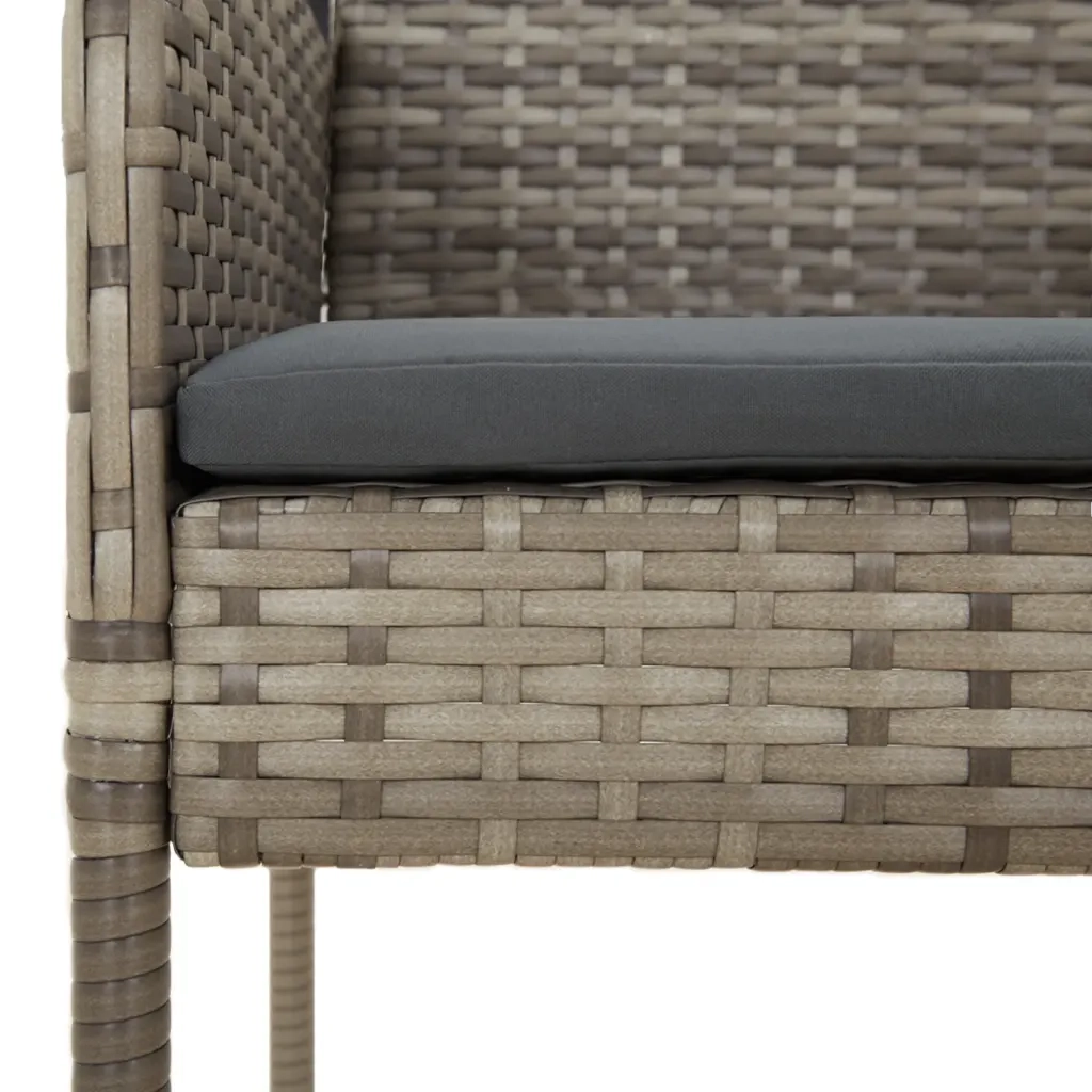 Set da Pranzo Giardino 5pz Nero e Grigio con Cuscini Polyrattan 3185151