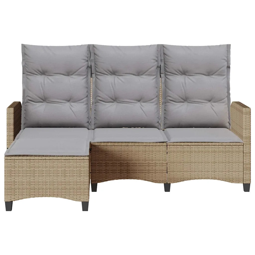 Divano da Giardino Reclinabile con Cuscini a L Beige Polyrattan 4108241