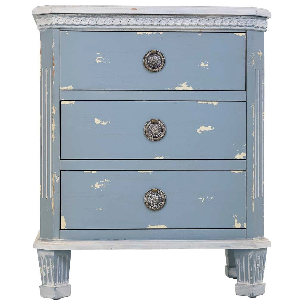 Comodino in legno con 3 cassetti 50x35x60 blu