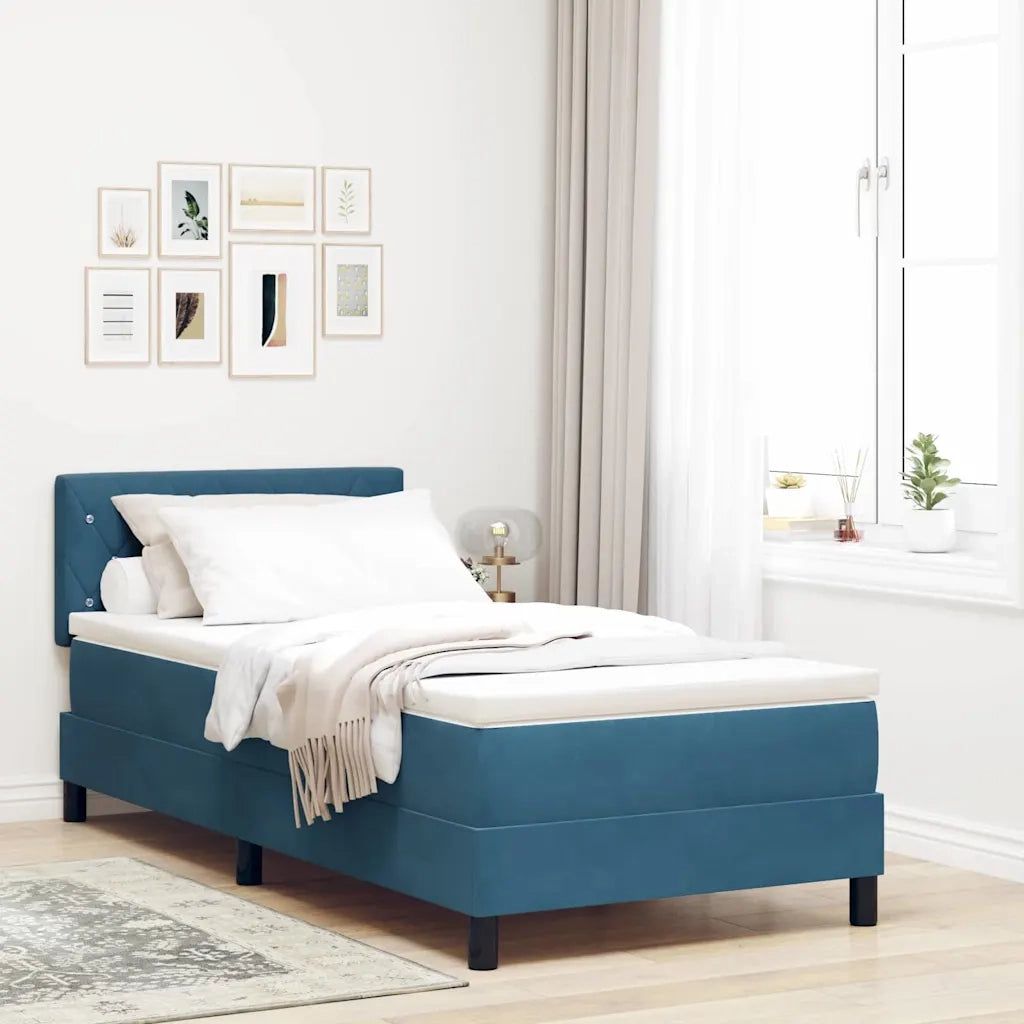Letto a Sorgente LED con led Blu Scuro 100 x 200 cm Velluto