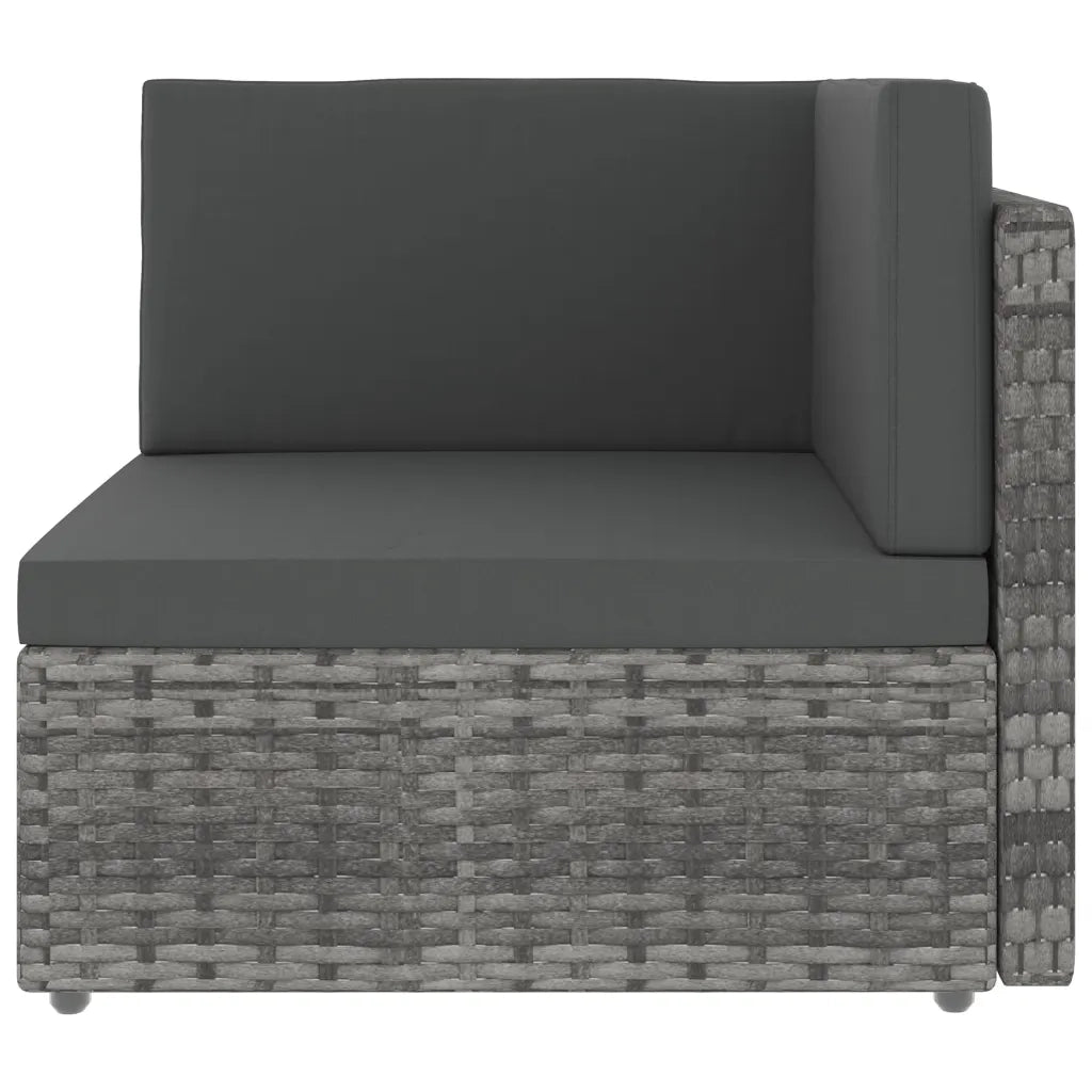 Divano ad Angolo Modulare in Polyrattan Grigio 49521