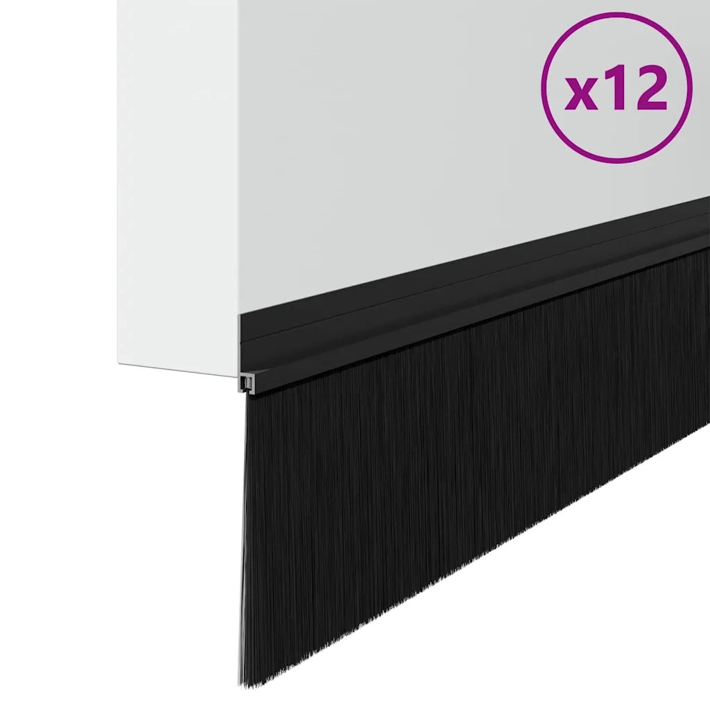 Spazzole per porte autoadesive 12 pz Nero 100 cm CFW1904167