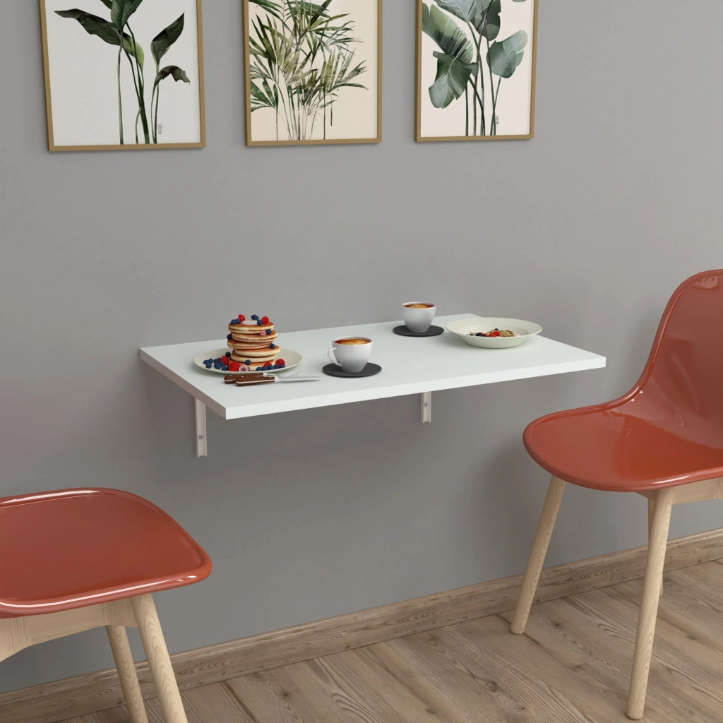 Tavolo da Muro Klepp 72 x 45 cm Tavolo Pieghevole a Ribalta Salvaspazio - Bianco [en.casa]