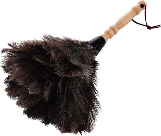 Stoffa con manico di bambù - piume naturali di struzzo - 32 cm