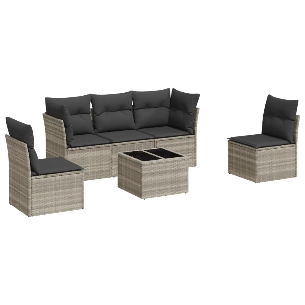 Set Divano da Giardino 6pz con Cuscini Grigio Chiaro Polyrattan 3217362