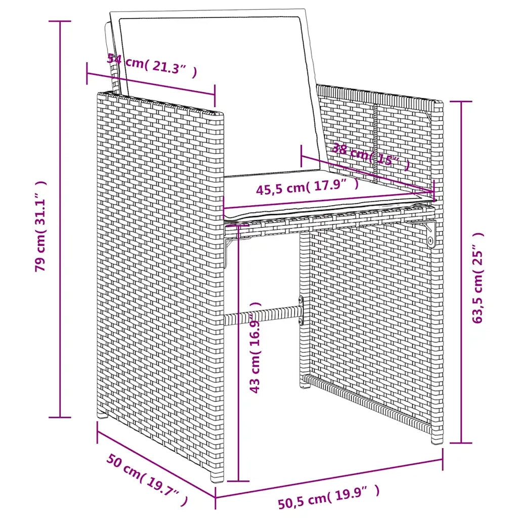 Set da pranzo da giardino da 11 pz con Cuscini in Polyrattan Grigio 3277884