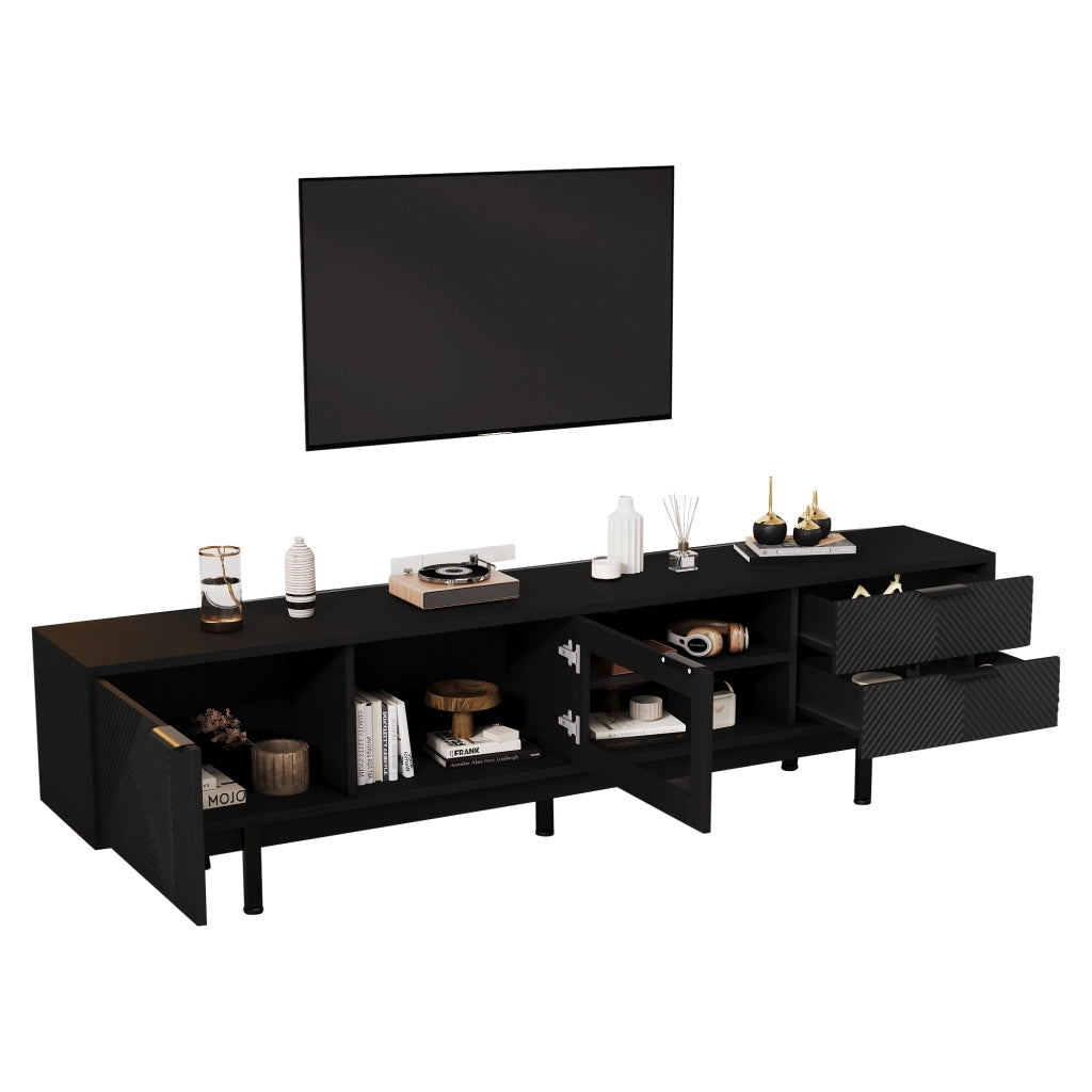Cassettiera per TV nera in truciolare lunghezza 200 cm