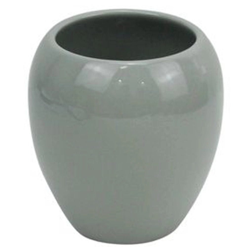 Trade Shop - Bicchiere Porta Spazzolini Ceramica Grigio Moderno Accessorio Arredo Bagno 79253 -