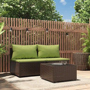Set Mobili da Giardino 3 pz con Cuscini in Polyrattan Marrone 319835