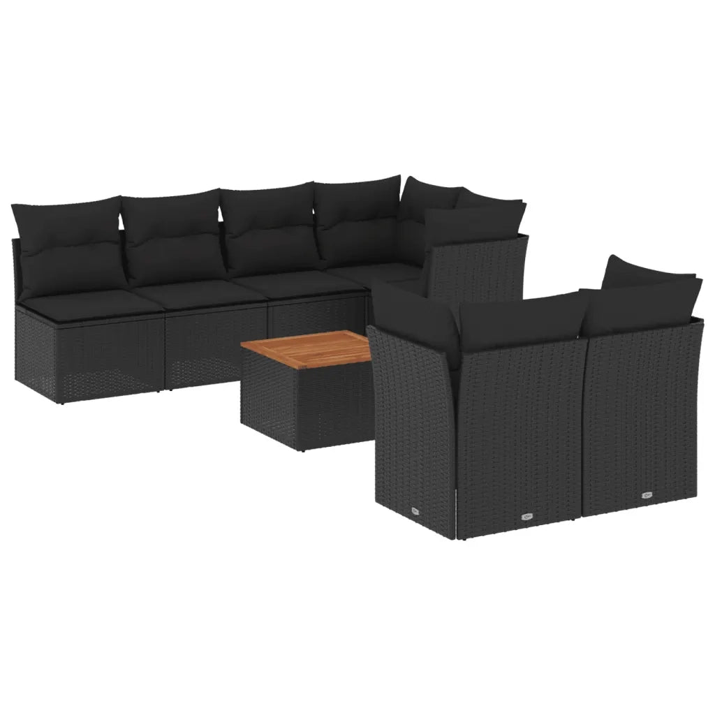 Set Divani da Giardino con Cuscini 8 pz Nero in Polyrattan 3223514