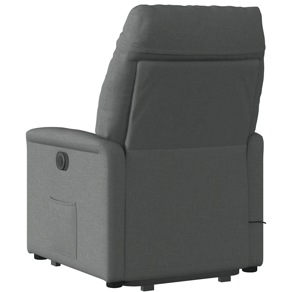 Poltrona | Sedia Relax Alzapersona Massaggi Reclinabile Grigio Scuro Tessuto