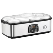 EasyComfort Yogurtiera Elettrica 25W con 8 Vasetti Inclusi, Timer 1-48 Ore e Temperatura Regolabile 20-50°C, 36x18.8x14cm, Argento