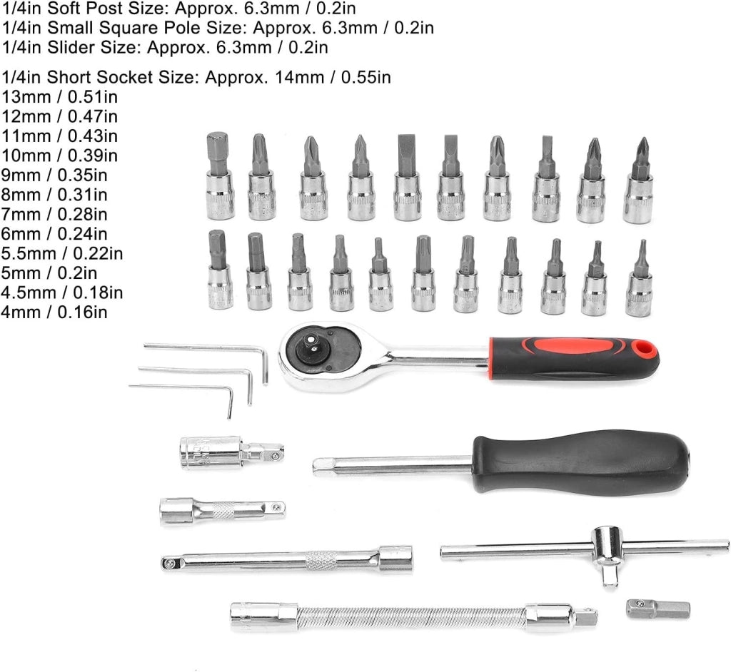 SET BUSSOLE E INSERTI 46 PEZZI 1/4" CR-V CRICCHETTO PROLUNGA VALIGETTA CTC-686
