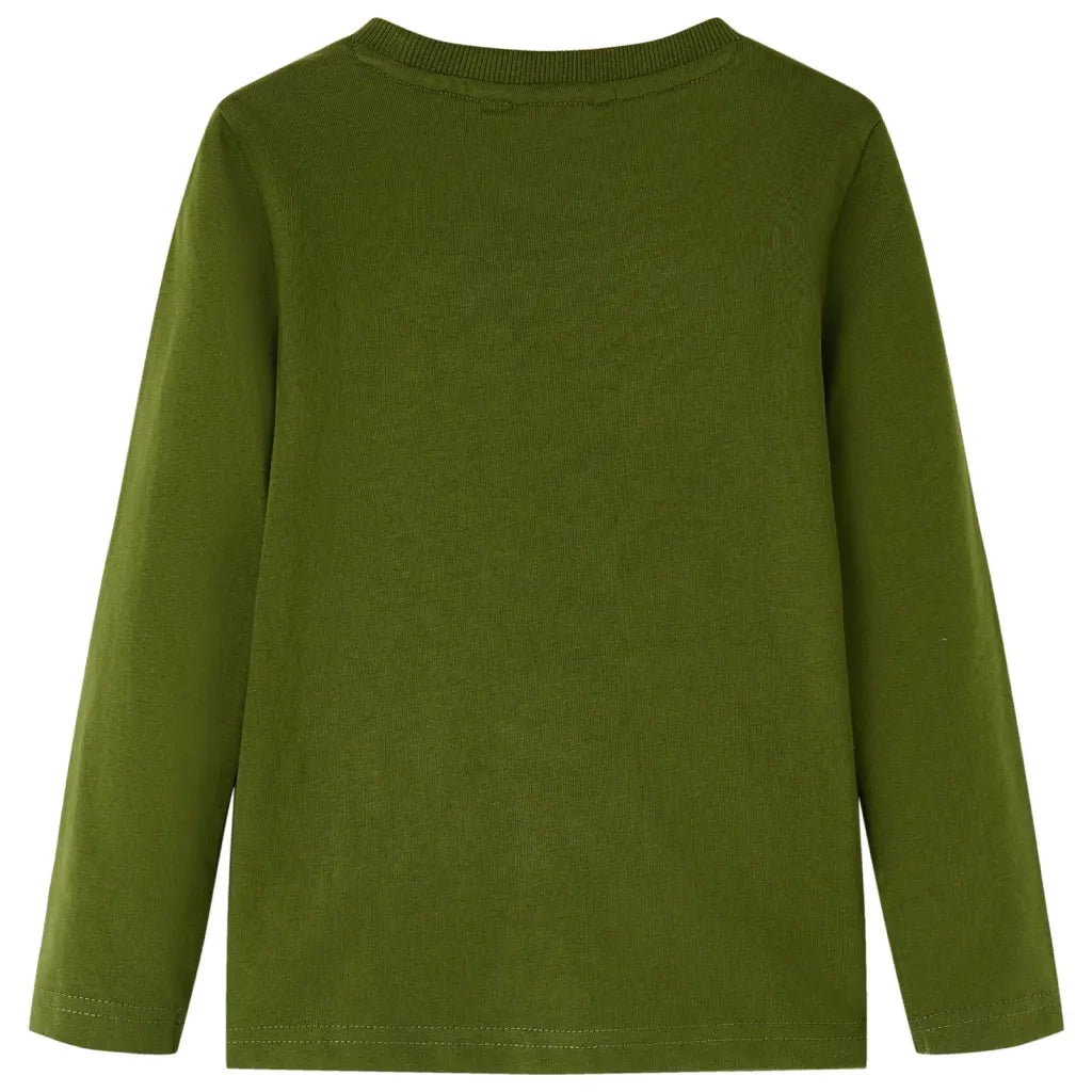 Maglietta per Bambini Maniche Lunghe Cachi Scuro 128