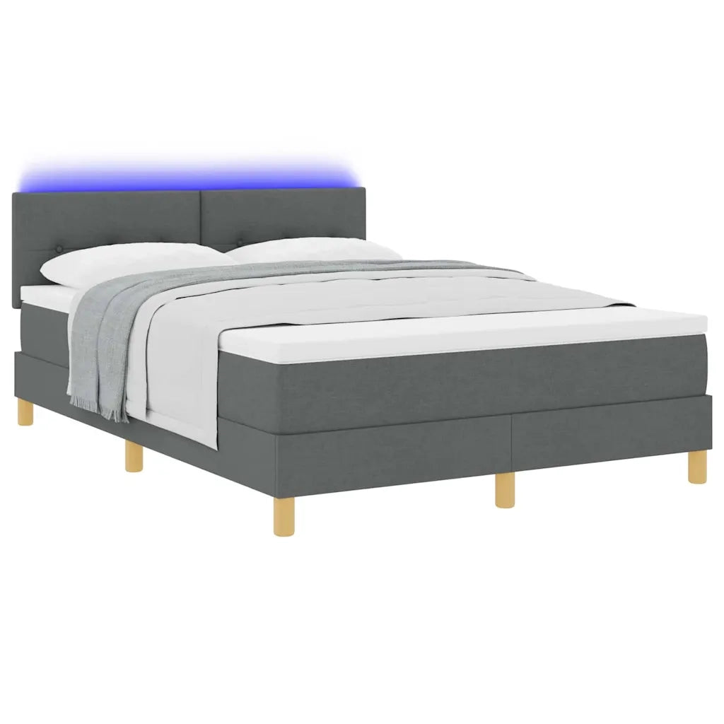 Letto a Sorgente LED con led Grigio scuro 140 x 200 cm Tessuto