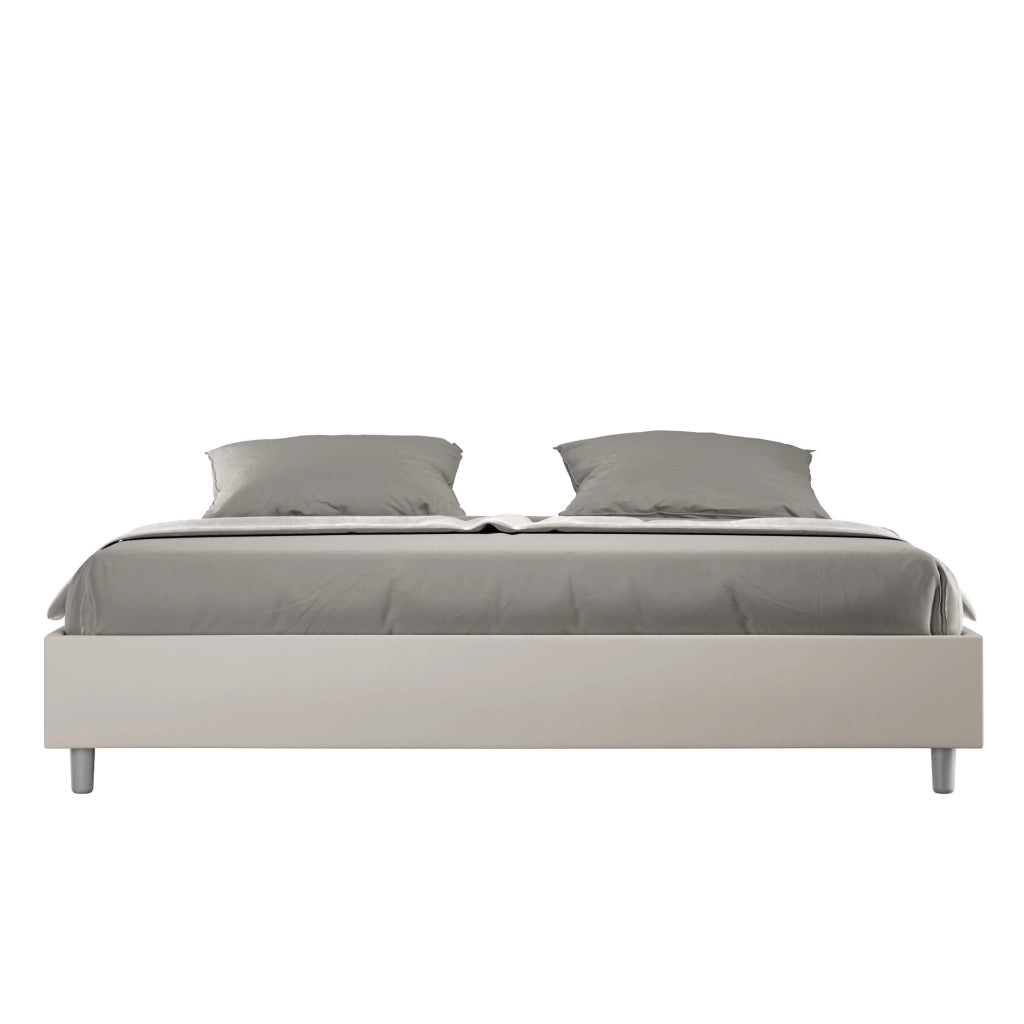 BS COM Letto con rete imbottito 180x210 similpelle tortora