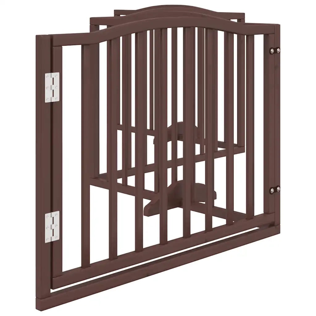 Cancello Cani Porta Pieghevole Marrone 4 Pannelli 320cm Pioppo 352233