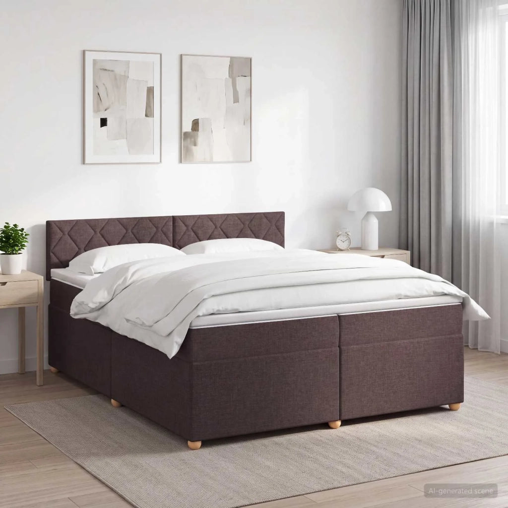 Letto box spring con materasso Marrone Scuro 200 x 200 cm 3451045