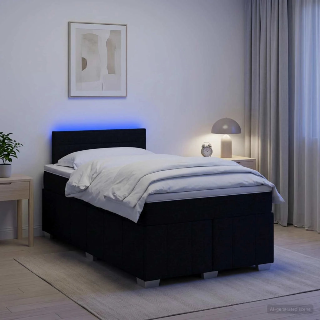 Letto box spring con materasso Nero 120 x 200 cm Tessuto 3452644